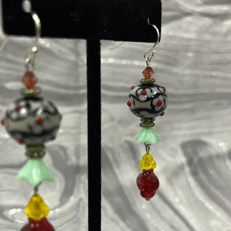 #33 "Still I Rise" Series - Handmade by Me -- Lampwork Glass Earrings