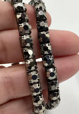 #03 My 1st Show (2) Gun Metal Black AB Rhinestone Stretch Bracelets
