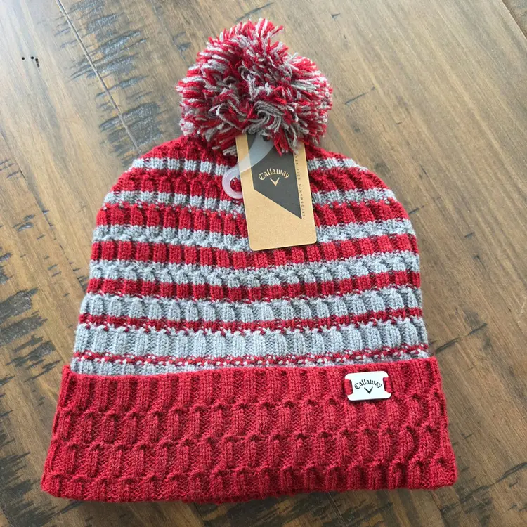 Callaway Golf Knit Pom Beanie Burgundy Red NWT
