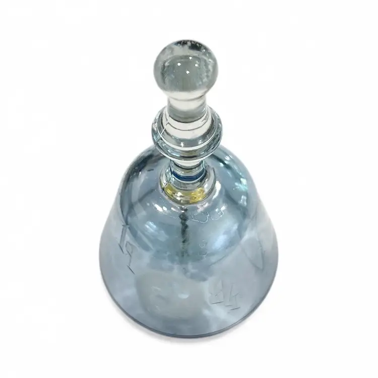 Vintage 1984 Mickey Mouse Walt Disney Blue Etched Glass Collectible Bell