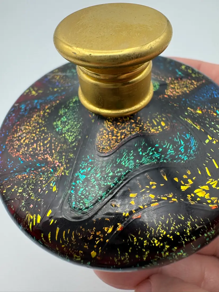 Vintage Glass Eye Studios Art Glass Dichroic W/ Metal Dauber One Of A Kind