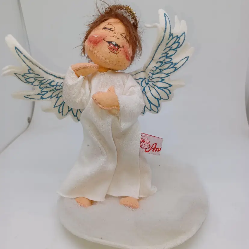 Annalee Baby Angel Blue Printed Sitting On A Cloud  Rare  1995