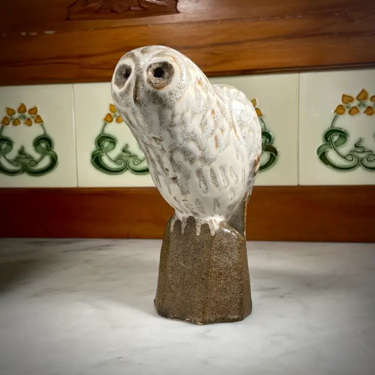 Vintage Andersen Design Studio Maine Art Pottery Owl Figurine Midcentury MCM 7.5"