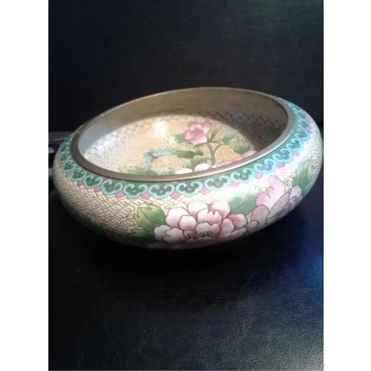 Antique Qing Dynasty Chinese Cloisonne Footed Bowl