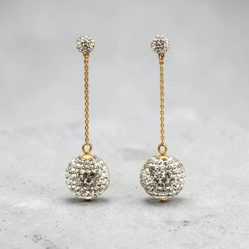 Kate Spade Razzle Dazzle Linear Pavé Ball Drop Gold Tone Earrings