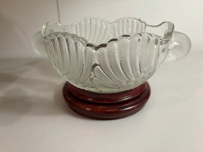 Vintage Frosted and Clear Glass Crystal Swan Bowl By Mikasa