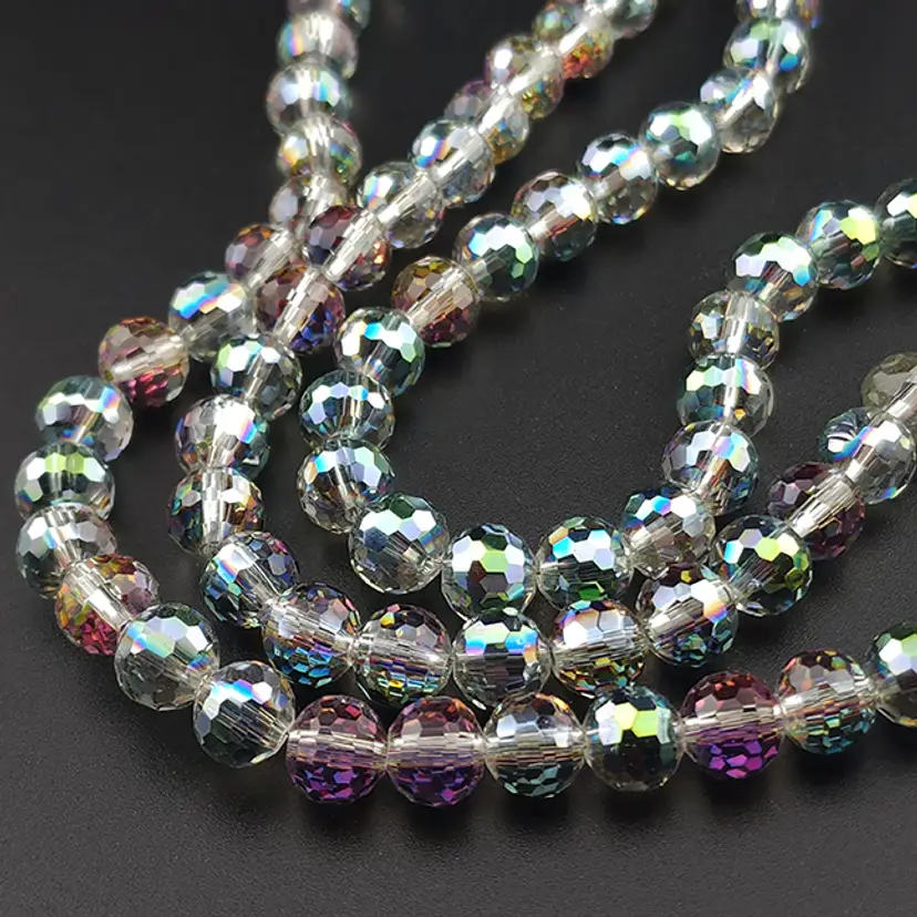 Microfaceted 8MM AB Glass Beads #BC128