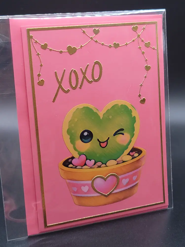 Set of Gold Foiled Plant Theme Valentine's Cards