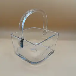 Vintage Blenko Crystal 7914 Square Basket Dish in Excellent Condition