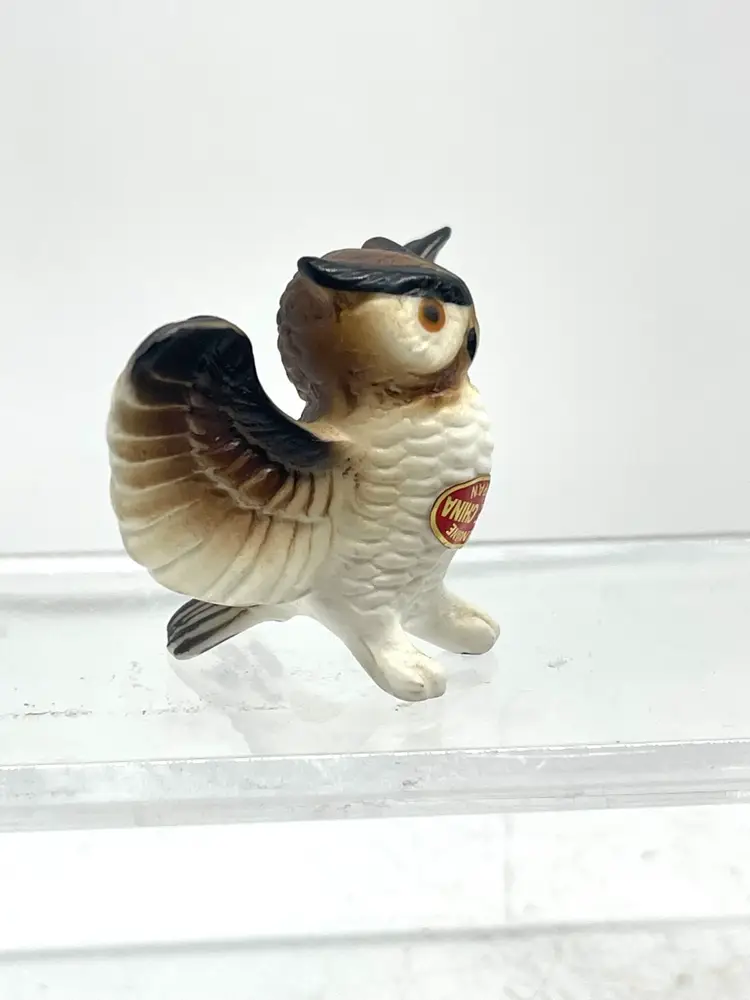 Open Winged Mini Bone China Brown Owl