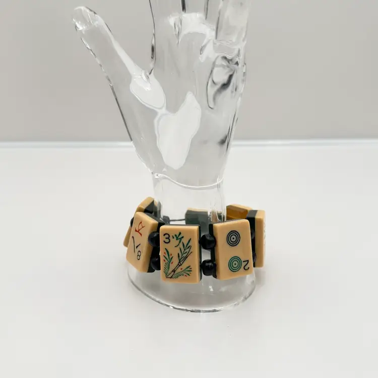 Vintage Mah Jong Tile Stretch Bracelet As Is