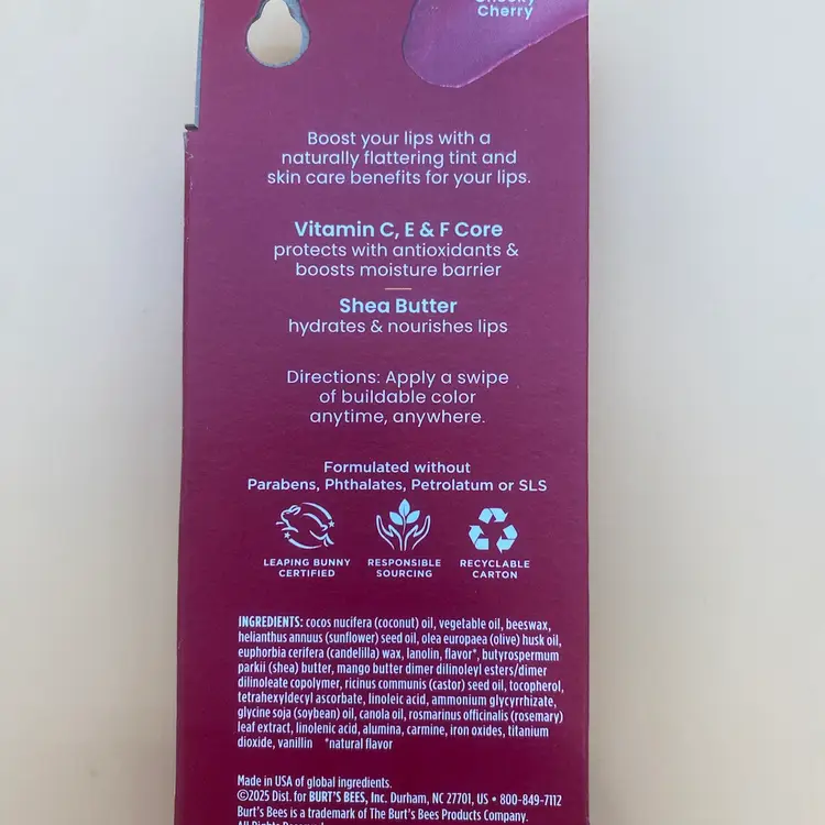 Burt's Bees Cheeky Cherry Boosted Tinted Lip Balm