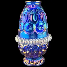 Weishar Glass 3-Piece Electric Colbalt Blue Carnival Moon & Star Fairy Lamp 7”