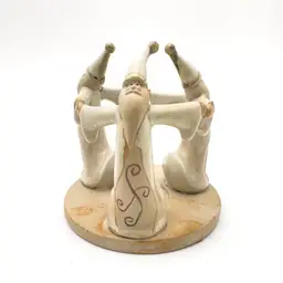 Circle of Santas Old St. Nick Christmas Candle Holder Ceramic 5"H 5"W B25