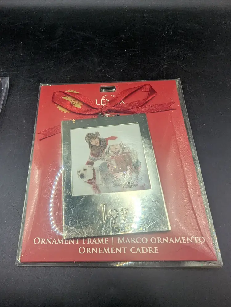 Vintage Lot of 2 Lenox Ornaments One Joy Picture Holder and One Snowflake