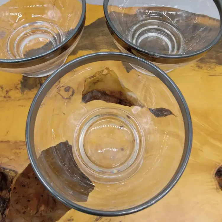 3 small silver band glasses, Dorothy Thorp?