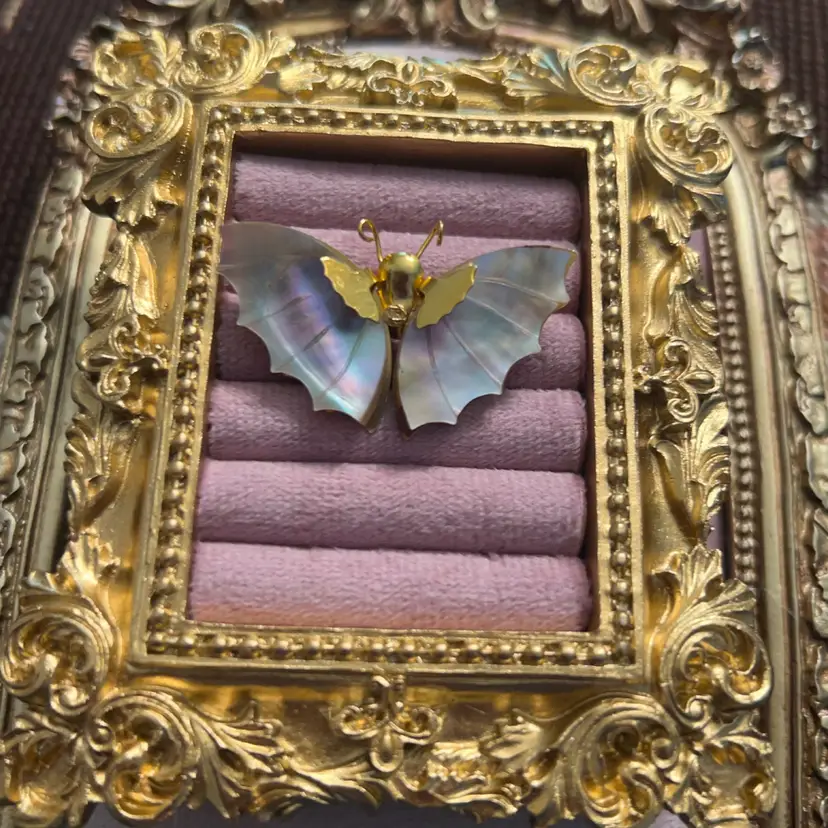 Vintage Mother of Pearl Butterfly Brooch