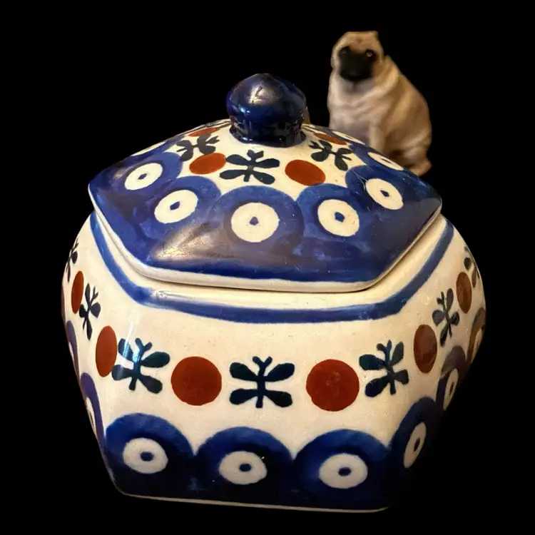 Boleslawiec Polish Pottery Covered Dish Trinket Box 4.25”
