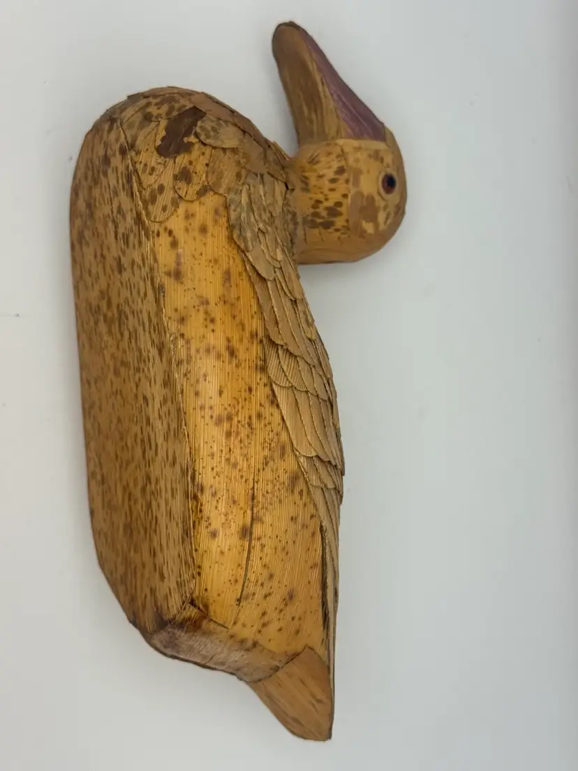 Vintage Folk Art Corn Husk Duck Decoy Figurine 8.5” L
