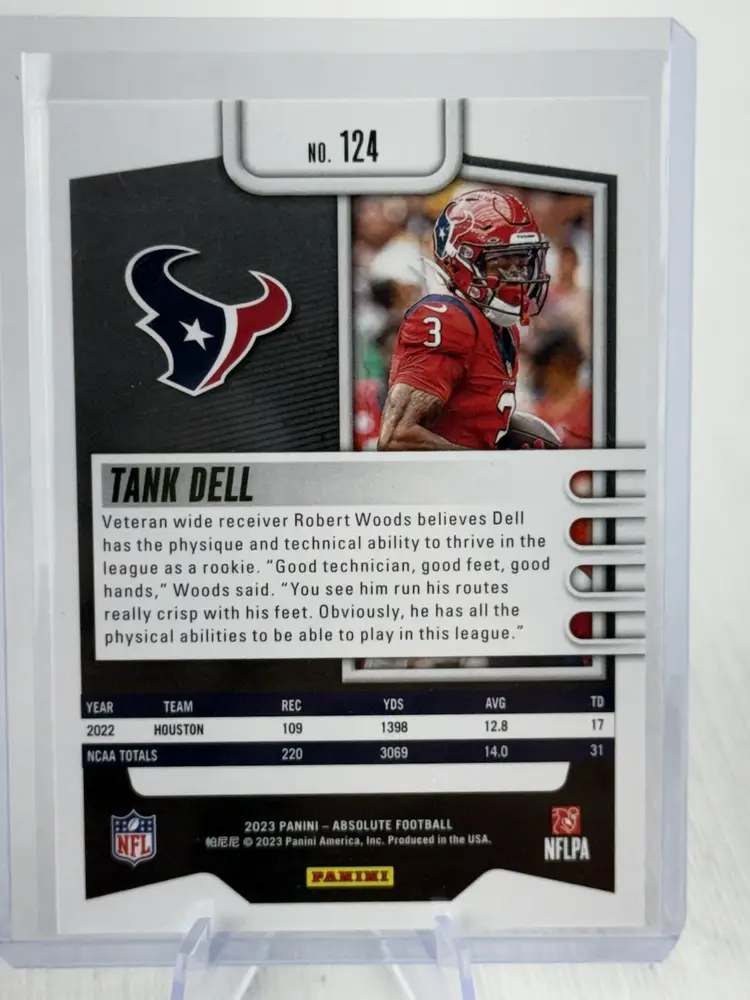 Tank Dell 2023 Panini Absolute Football Rookie RC #124 Houston Texans