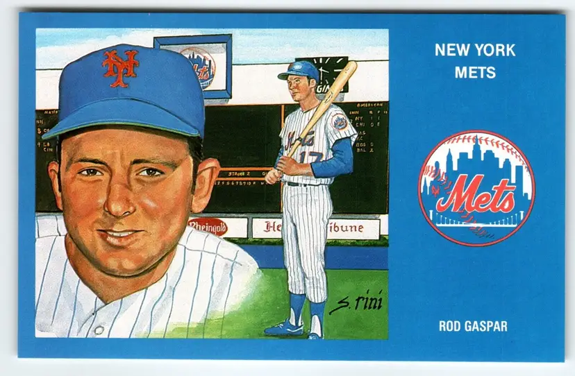 1969 NY Mets Baseball Postcard Susan Rini Rod Gaspar Unused Limited Edition