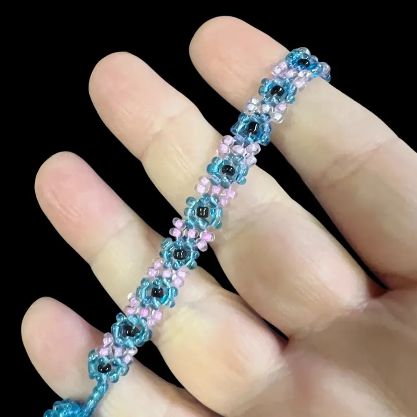 Pink And Blue Beaded Bracelet