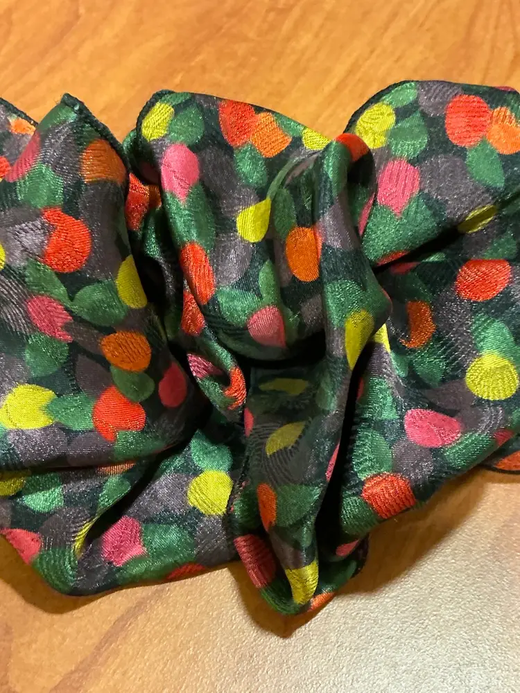 Vintage Oversized Hair Clip Barrette 80s Multicolor Ruffled Bow Polka Dot Retro