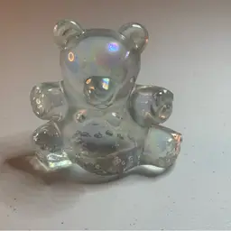 Crystal Iridescent Bear With Controlled Bubbles Inside Of Bear