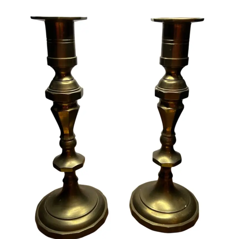 Vintage Pair Of Gatco Brass 10” Candlesticks