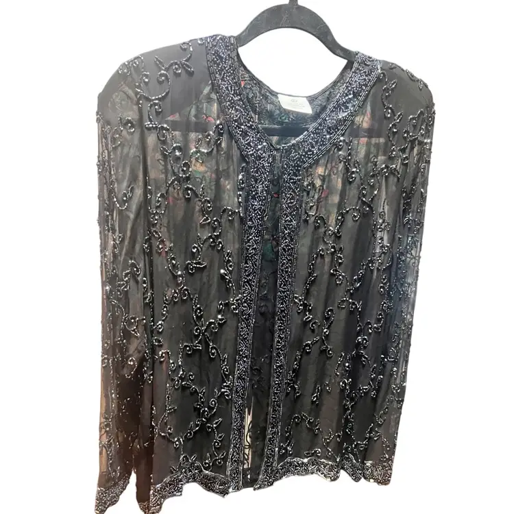 Sheer Heavily Beaded Gorgeous Evening Jacket Size XL