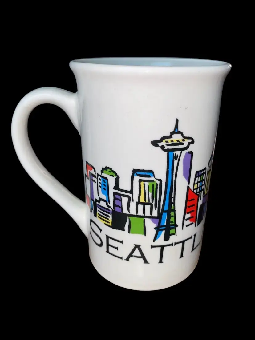 Seattle Washington Space Needle Cityscape Colorful Coffee Tea Cup Ceramic