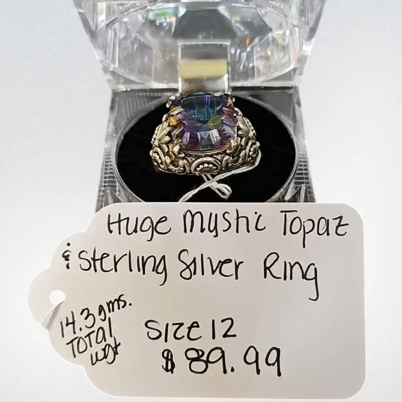 Sterling Silver Mystic Topaz Ring- Size 12