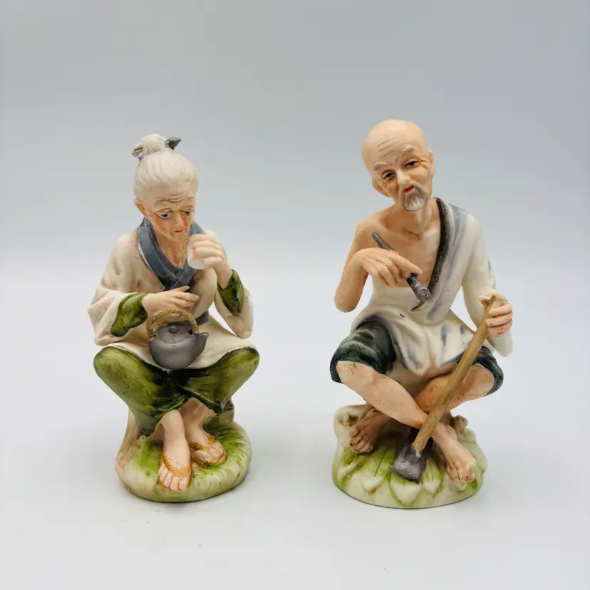 Napco Ceramic Japan Asian Couple Figurines Napcoware 165463 Hand Painted