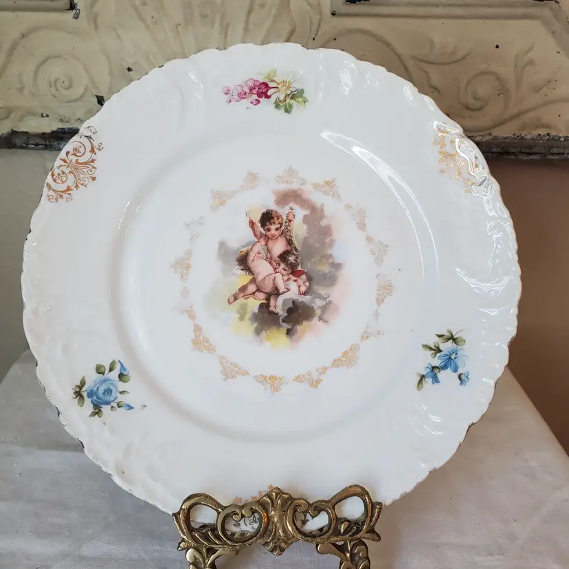 Antique Cherub Plate East Liverpool Potteries Co 1900s