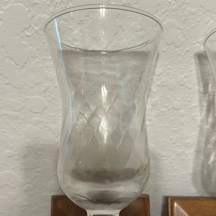 Set Of Wood & Brass Sconces