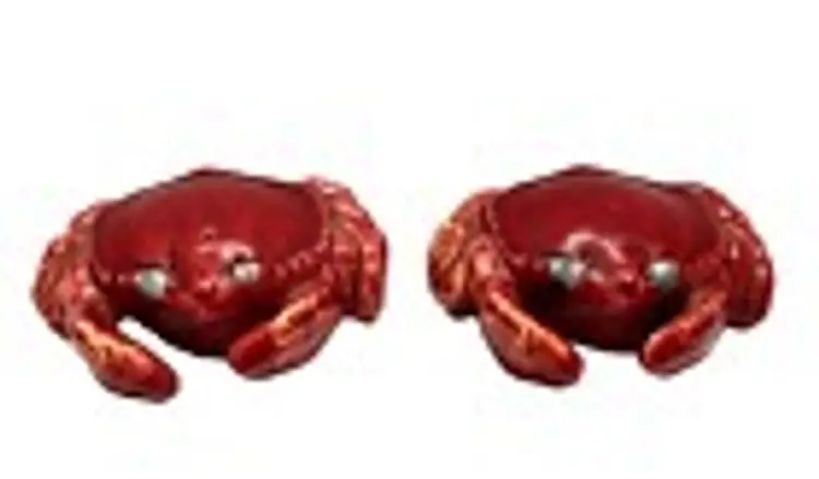 Salt & Pepper Shakers Crab Glass Set 3.25 Inch x 2 Inch No Stoppers Ceramic