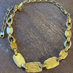 Goldtone Brushed Metal Sea Theme Necklace Up To 24”