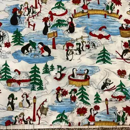Fat Quarter Of Penguin Scenic Christmas Fabric
