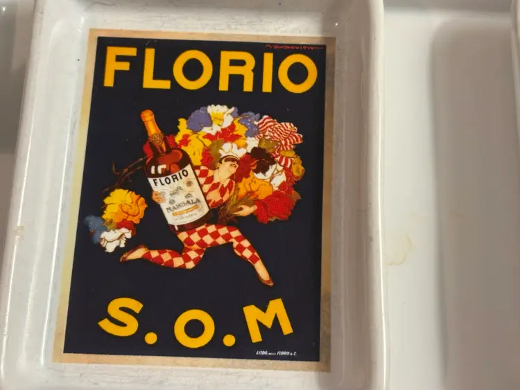 Pottery Barn Vintage Posters Serving Tray w/ Appetizer Dish Plates