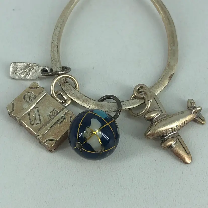 Vintage J. Jill Silver-Tone Travel Necklace with Semi-Precious Stone Globe