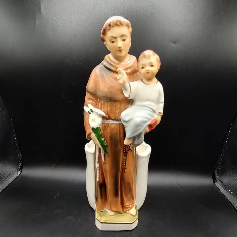Vtg Giftwares By Nancy Pew Saint Anthony Of Padua With Holy Child Planter