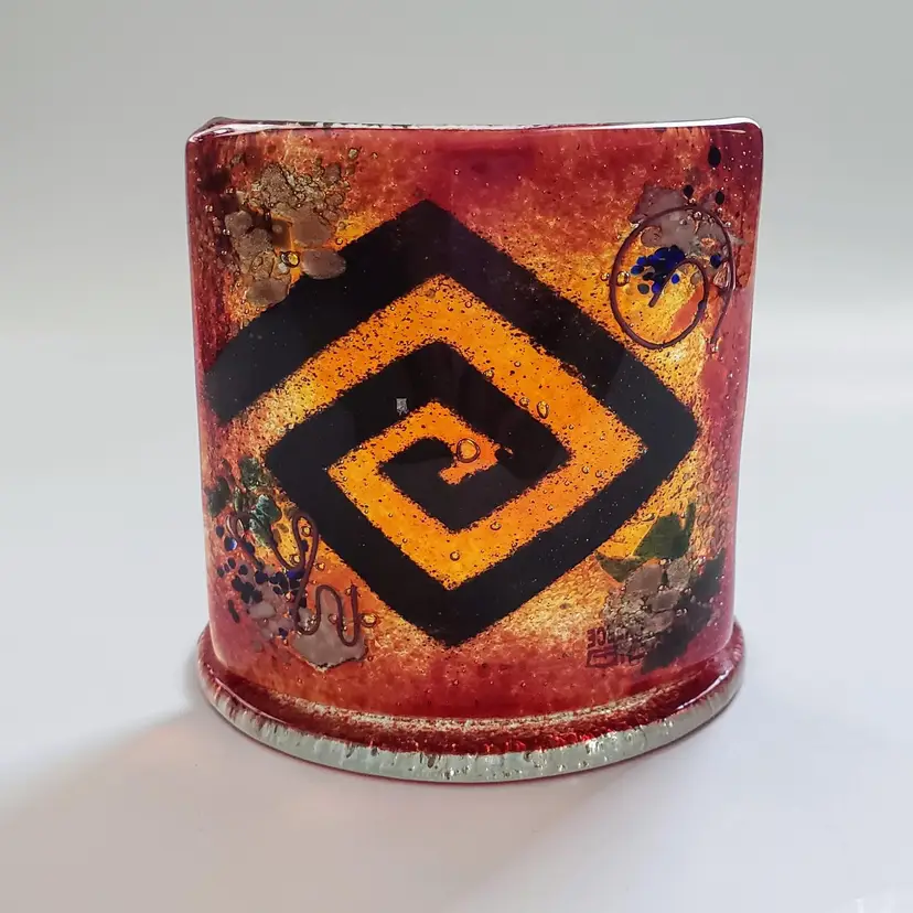 Greek Fused Glass Votive Holder