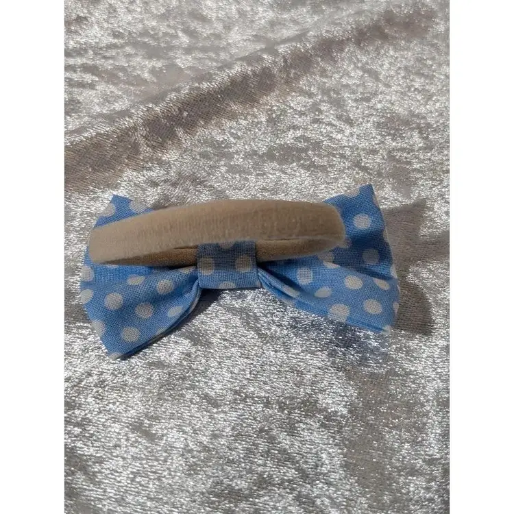 Pigtail Hair Bows - Toddler, Girls, Handmade, Light Blue Polka Dots