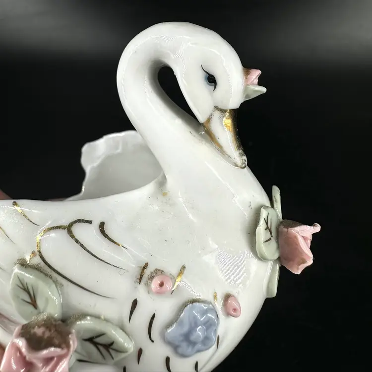 Pair of Two Porcelain Swan Trinket Dishes