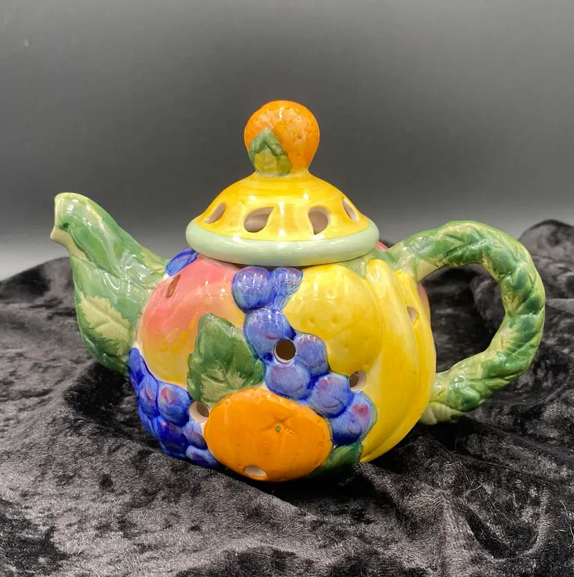 Vintage Fitz & Floyd Caribbean "Teapot" Votive Candle or Potpourri Holder