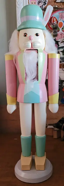 Vintage Wooden Easter Bunny Nutcracker c.1992 - As Is