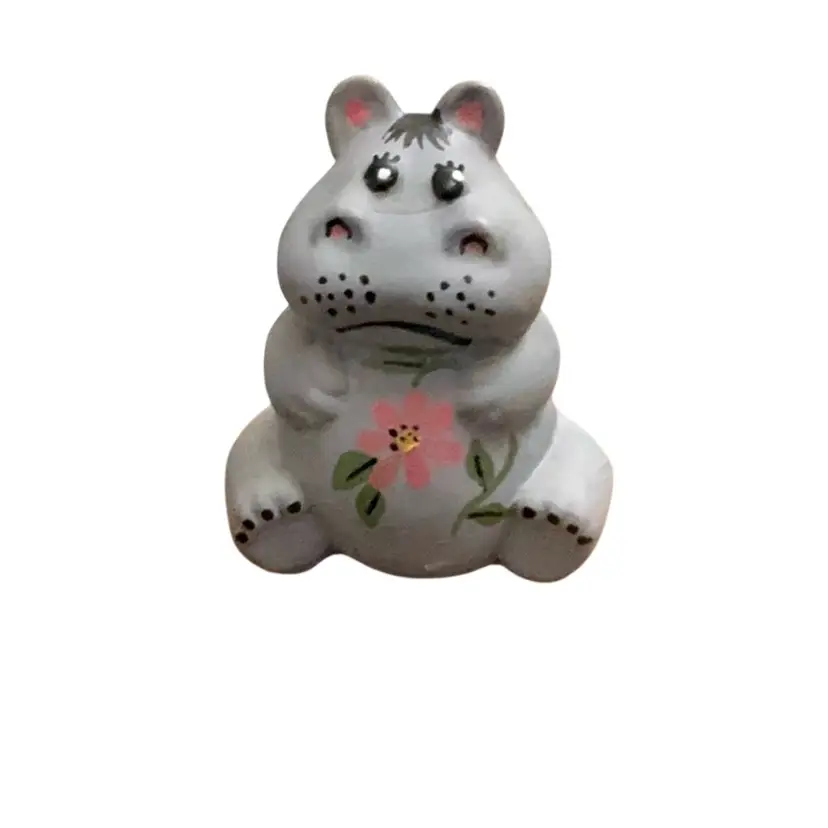 Fenton HP By Marilyn Wagner Opal Satin Hippopotamus 3 1/2β X 2 1/4β