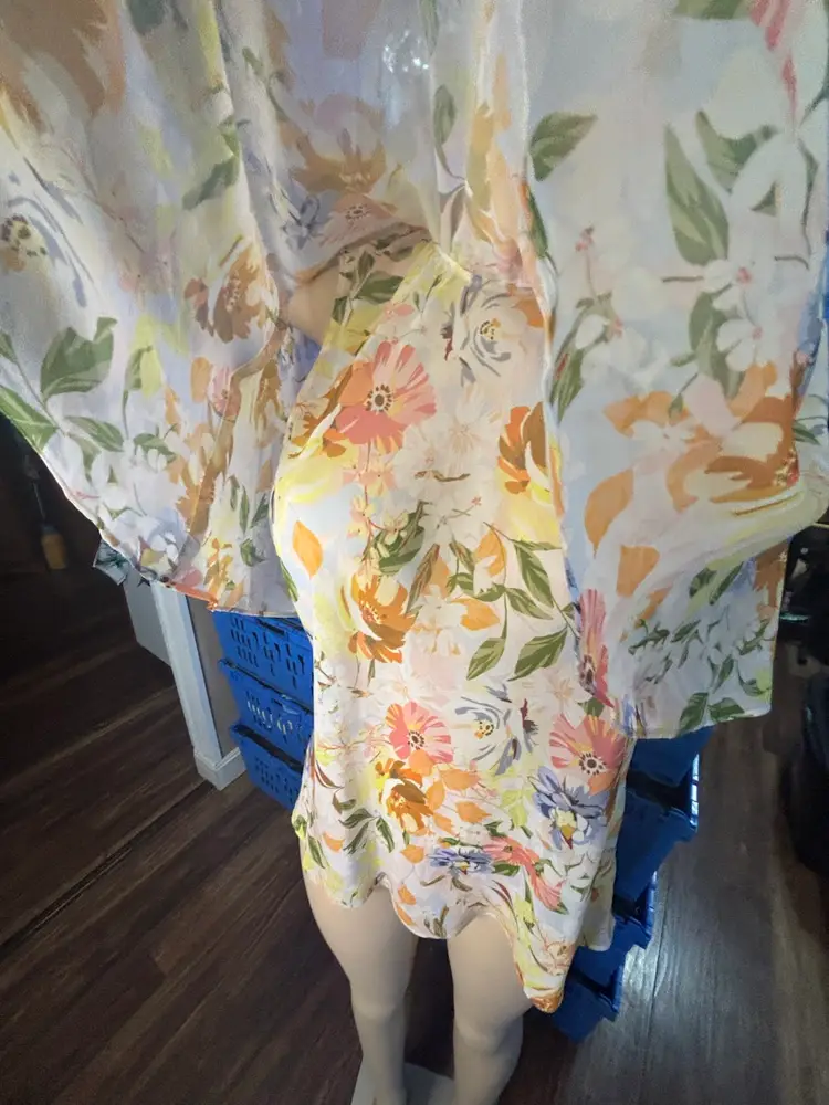 Zara Medium Babydoll Floral Spring Easter Blouse High Low Like New Sexy