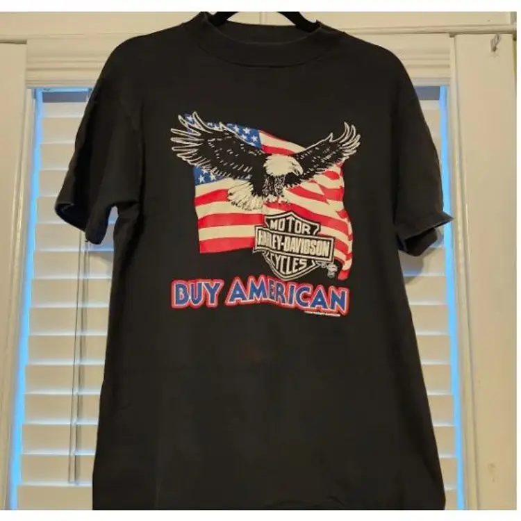 Vintage Buy American Harley Davidson Men's Tshirt