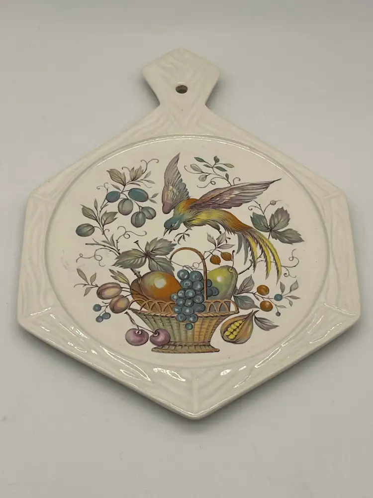 Ceramic Trivet/Wall Hanging Birds And Fruit